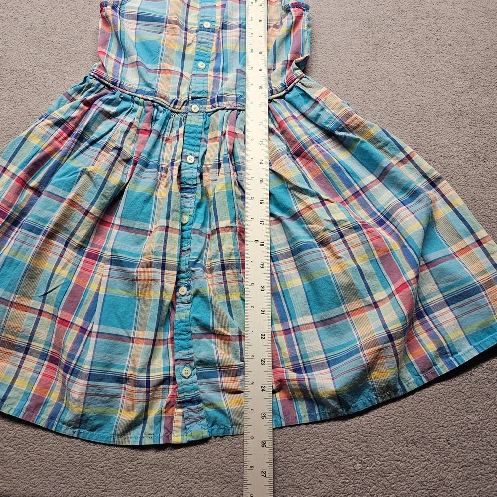 Polo Ralph Lauren Plaid Dress Girls 6X Blue Pink Madras Sleeveless Fit Flare